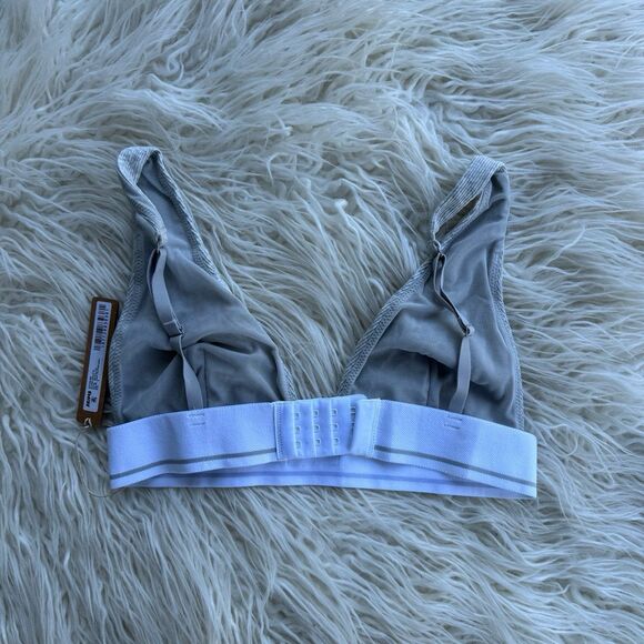 Skims Cotton Rib Plunge Bralette Light Heather Grey Size Small - Picture 5 of 7